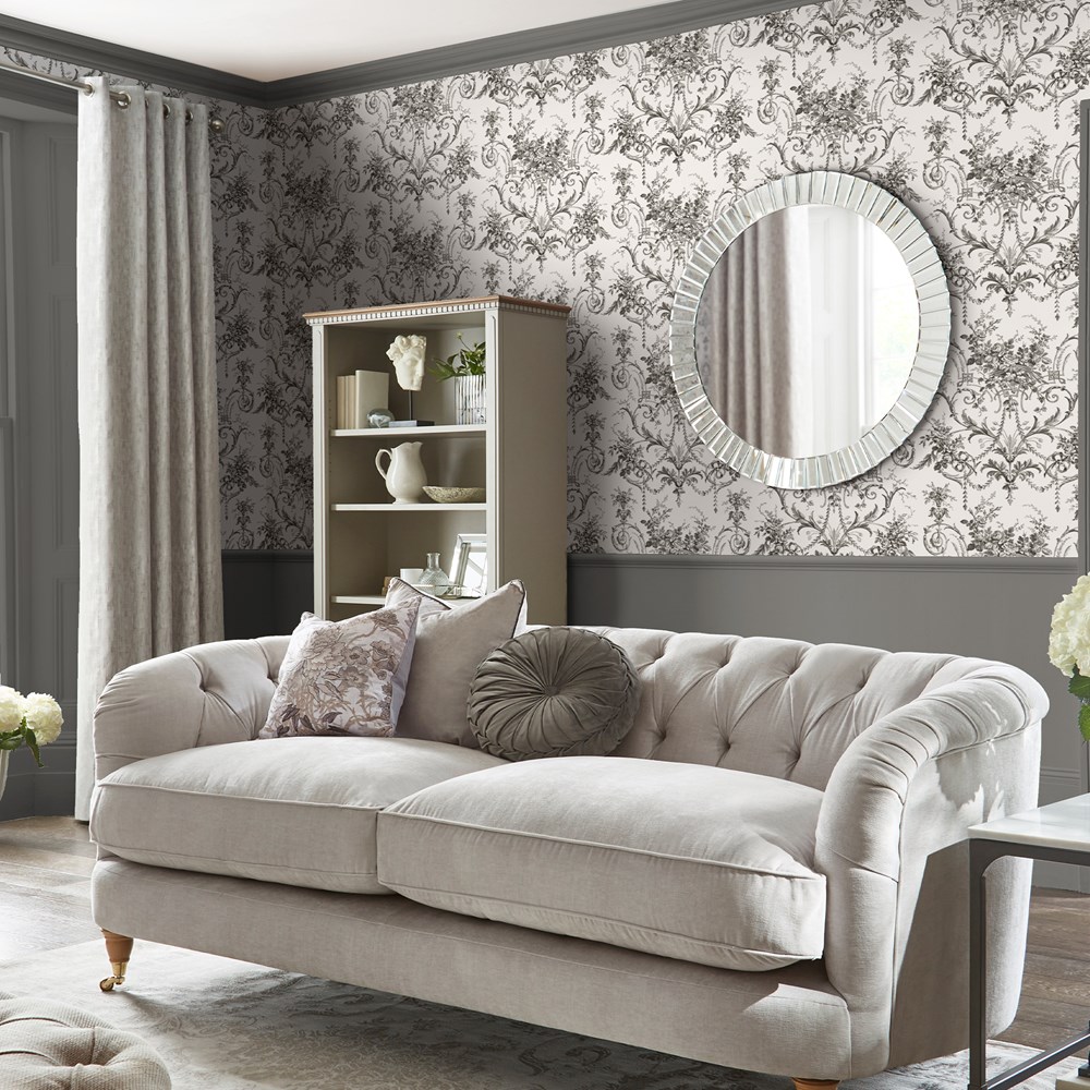 Tuileries Wallpaper 122768 by Laura Ashley in Charcoal Grey